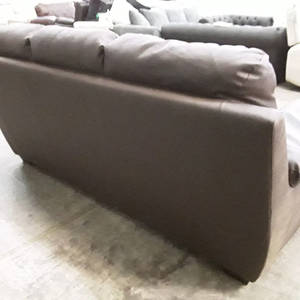 DESIGNER 3 SEATER SOFA - DARK BROWN LEATHER