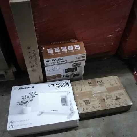 PALLET OF HOUSEHOLD ITEMS TO INCLUDE CHAIR MAT FOR CARPET, COFFEE MAKER,CONVECTOR HEATER AND OTHER ASSORTED ITEMS...