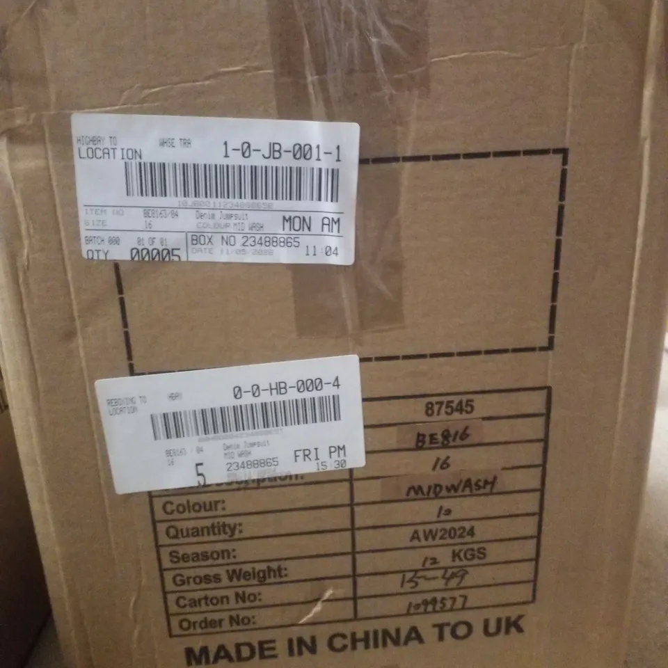 BOX CONTAINING APPROXIMATELY 6 BRAND NEW SIMPLY BE DENIM MID WASH JUMPSUITS - SIZE 16