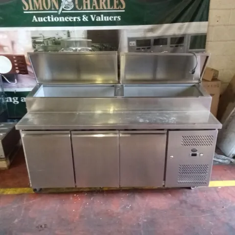 KING COMMERCIAL PIZZA PREP COUNTER | 3 DOOR REFRIGERATED PREP TABLE | 1.8M CHILLED STORAGE | KING - KPT187