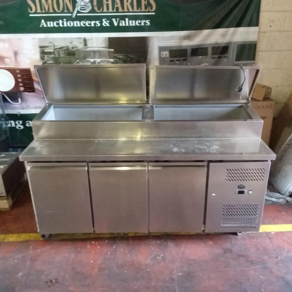 KING COMMERCIAL PIZZA PREP COUNTER | 3 DOOR REFRIGERATED PREP TABLE | 1.8M CHILLED STORAGE | KING - KPT187