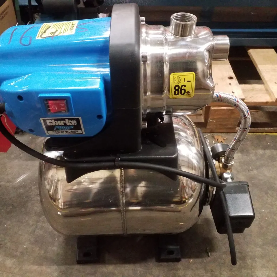 CLARKE BPT1200SS 1" 1200W 61LPM 46M HEAD STAINLESS STEEL BOOSTER PUMP (230V)