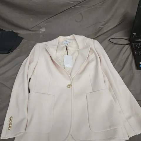 REISS PETITE BLAZER – PALE PINK, BUTTON FRONT, TWO POCKETS, UK 10 (P)