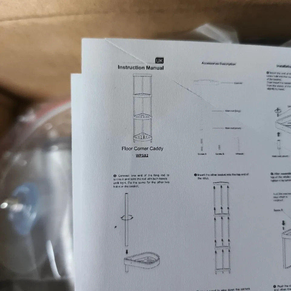 METAL CORNER SHOWER SHELVES FOR BATHROOM, WITH INSTRUCTIONS