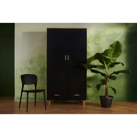 BOXED BRIGITZER 2 DOOR SOLID + MANUFACTURED WOOD WARDROBE (3 BOXES)