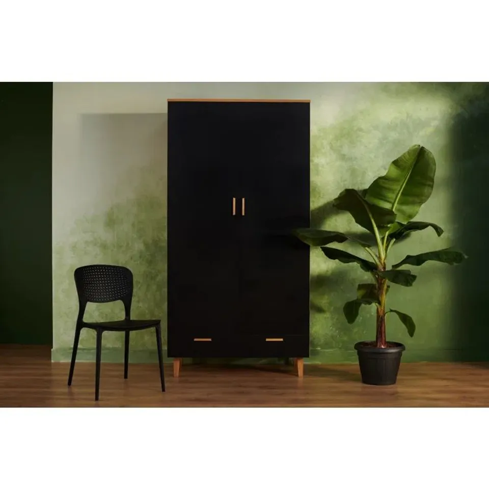 BOXED BRIGITZER 2 DOOR SOLID + MANUFACTURED WOOD WARDROBE (3 BOXES)