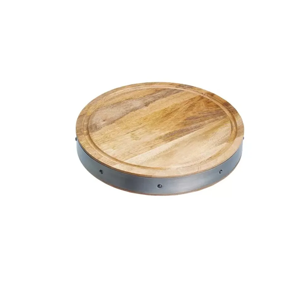 BOXED INDUSTRIAL KITCHEN ROUND MANGO WOOD BUTCHERS BLOCK 