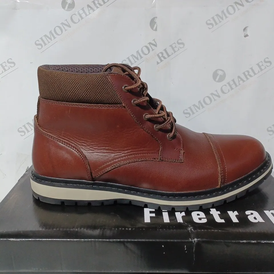 BOXED PAIR OF FIRETRAP AUBIN SHOES IN CAMEL COLOUR UK SIZE 10