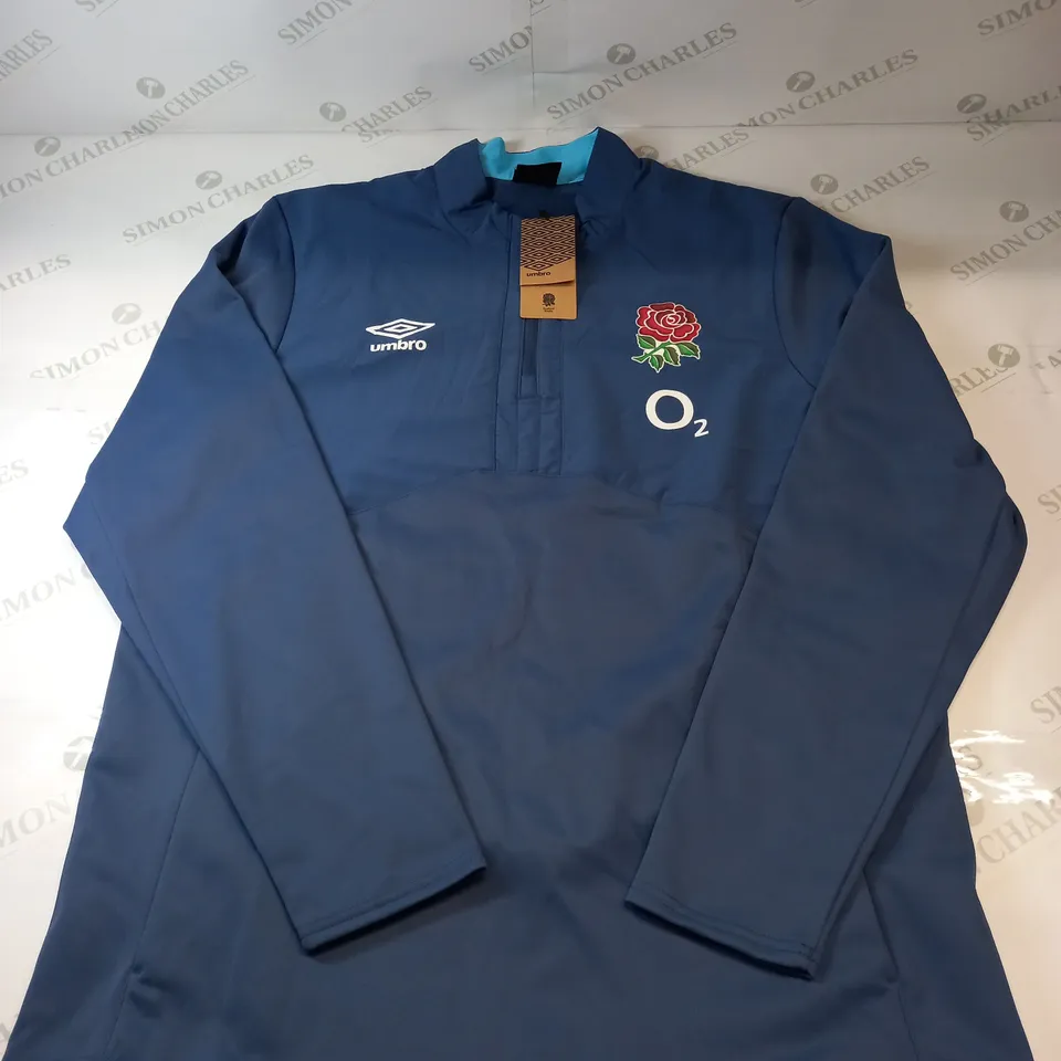 UMBRO ENGLAND RUGBY 1/2 ZIP FLEECE IN BLUE SIZE XL 