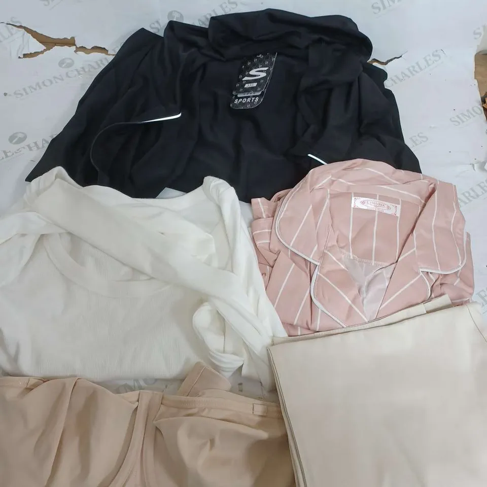 BOX OF APPROXIMATELY 22 ASSORTED CLOTHING ITEMS TO INCLUDE - BRA , TROUSERS , TOP ETC