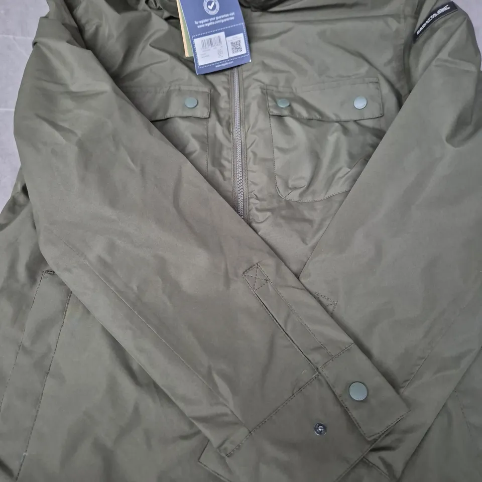 REGATTA OUTDOORS ZIP-UP COAT IN DARK KHAKI SIZE SMALL