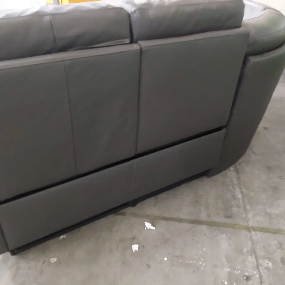 DESIGNER POWER RECLINING CORNER GROUP GREY LEATHER 