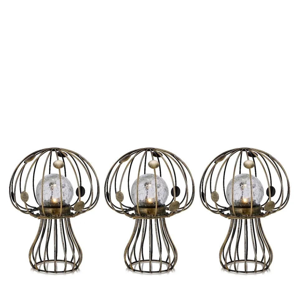 GARDEN REFLECTIONS SET OF 3 SOLAR WIRE TOADSTOOL LIGHTS