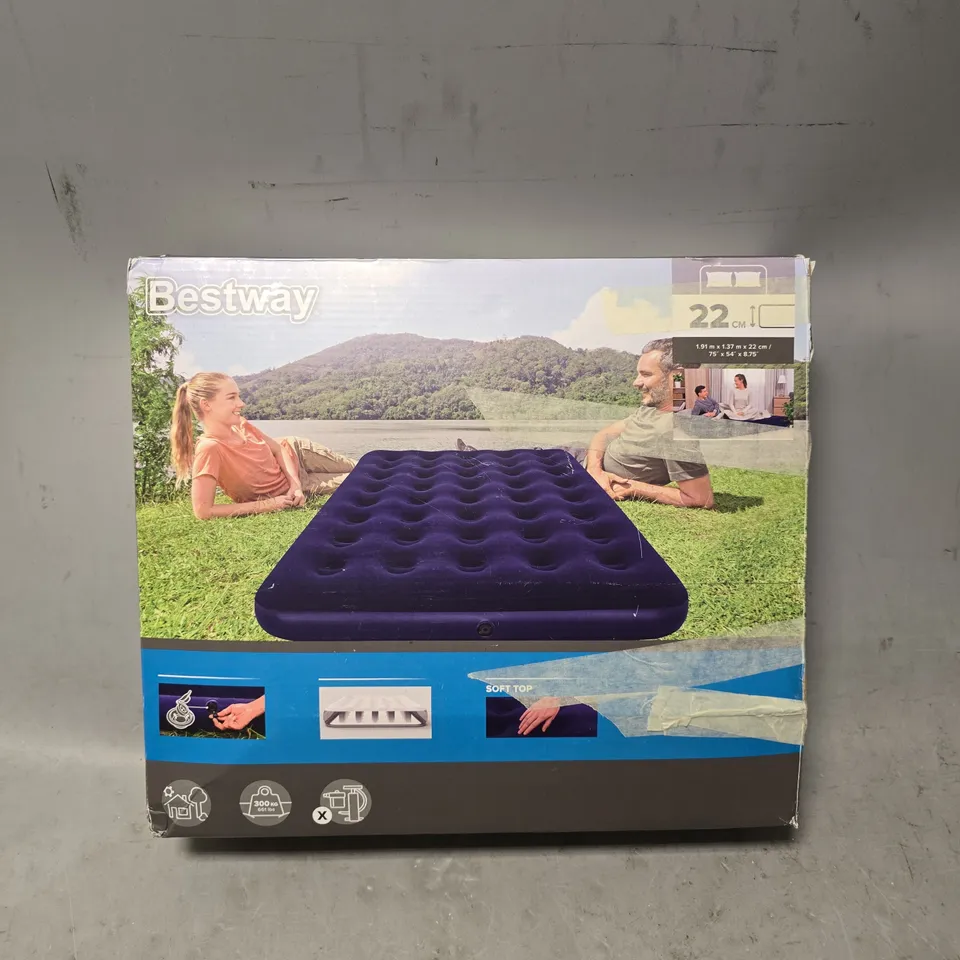 BESTWAY SOFT TOP AIR MATRESS - 1.91M X 1.37M X 22CM