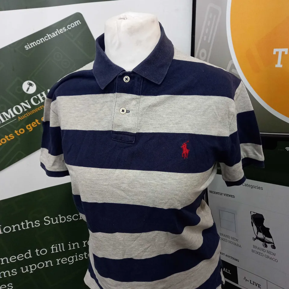 STRIPPED POLO RALPH LAUREN SLIM FIT POLO SHIRT SIZE S
