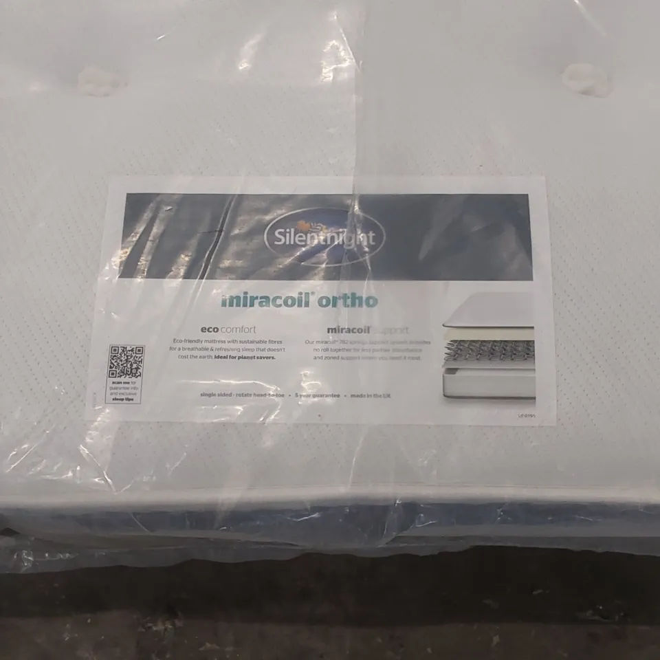 QUALITY BAGGED SILENTNIGHT 90cm SINGLE MIRACOIL ORTHO MATTRESS