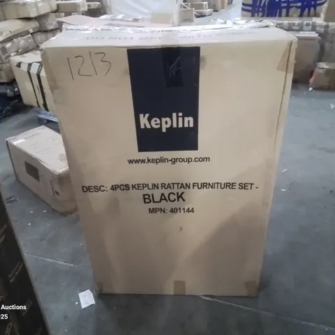 BOXED KEPLIN 4 PCS RATTAN FURNITURE SET IN BLACK 