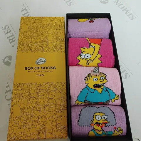 BOXED TYPO THE SIMPSONS BOX OF SOCKS 4 PAIRS OF SOCKS