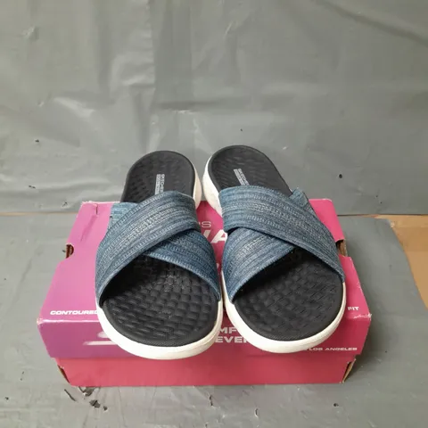 SKECHERS GO WALK CROSSOVER SANDALS - BLUE - SIZE 4