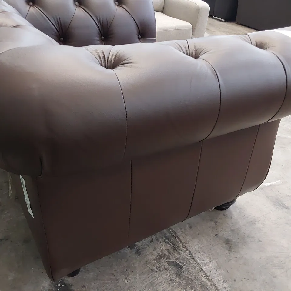DESIGNER CHESTERFIELD EASY CHAIR CHESTNUT LEATHER 