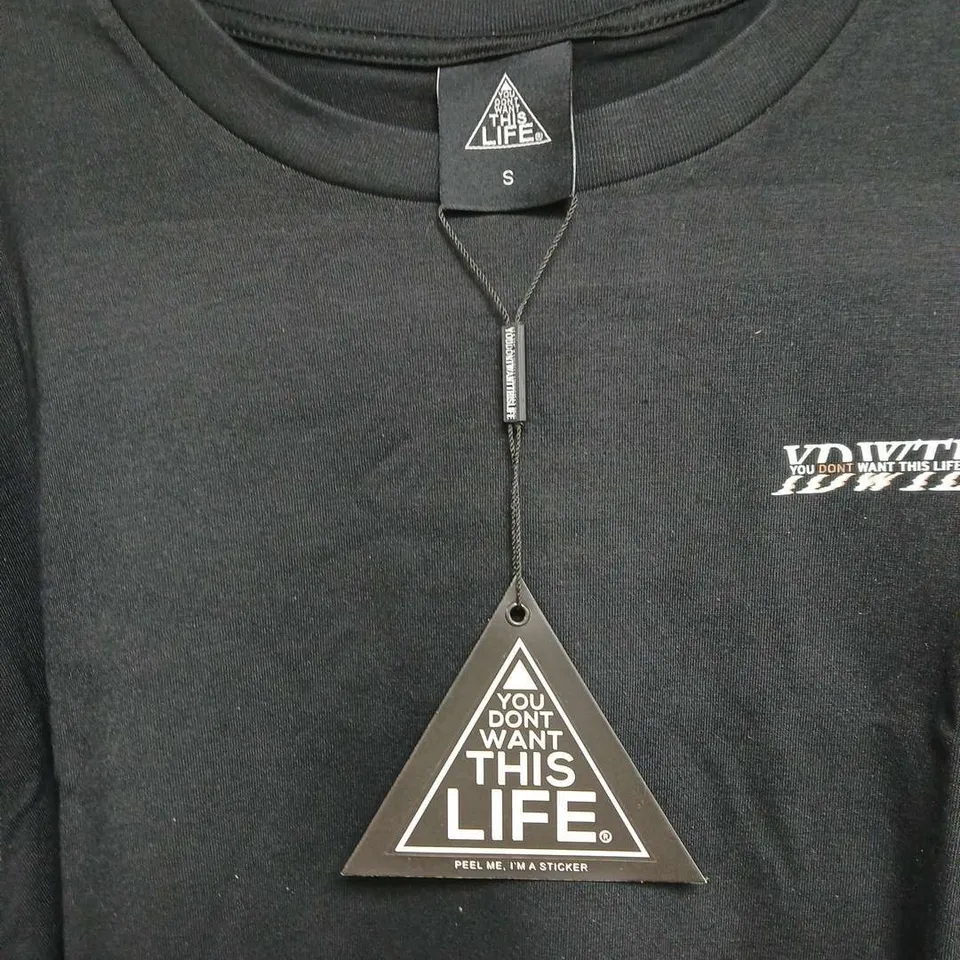 YOU DON'T WANT THIS LIFE GLITCH LONG TEE - BLACK, SIZE S