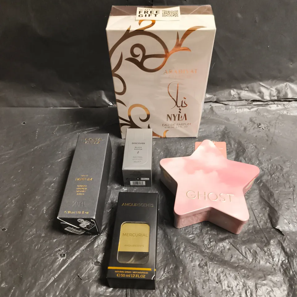 APPROXIMATELY 6 ASSORTED BOXED FRAGRANCES TO INCLUDE - GHOST, ZARA, ARABIYAT PRESTIGE ETC.