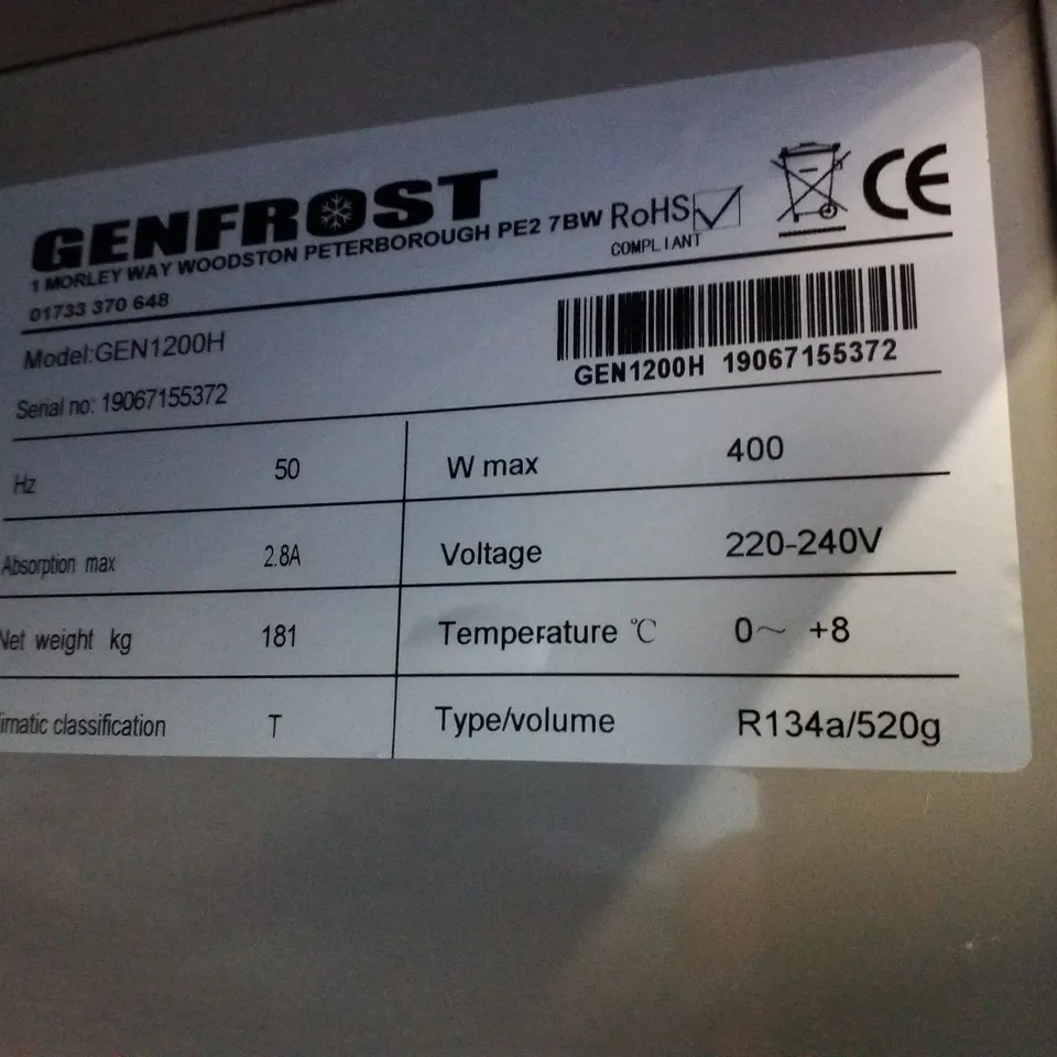 GENFROST DOUBLE DOOR UPRIGHT FRIDGE S/STEEL