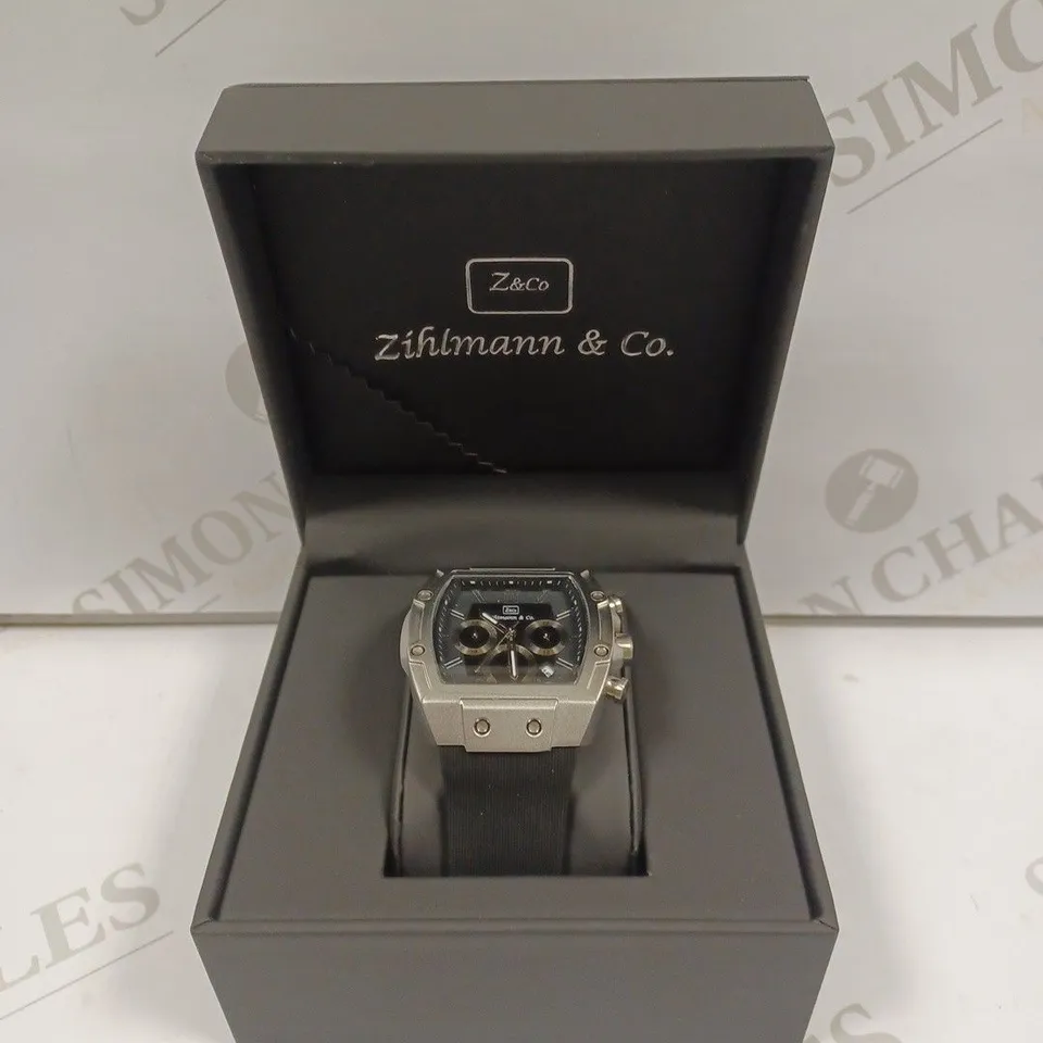 MENS ZIHLMANN & CO Z911 WATCH – CHRONOGRAPH MOVEMENT – BLUE DIAL – 3ATM – QUICK RELEASE RUBBER STRAP – 3ATM WATER RESISTANT