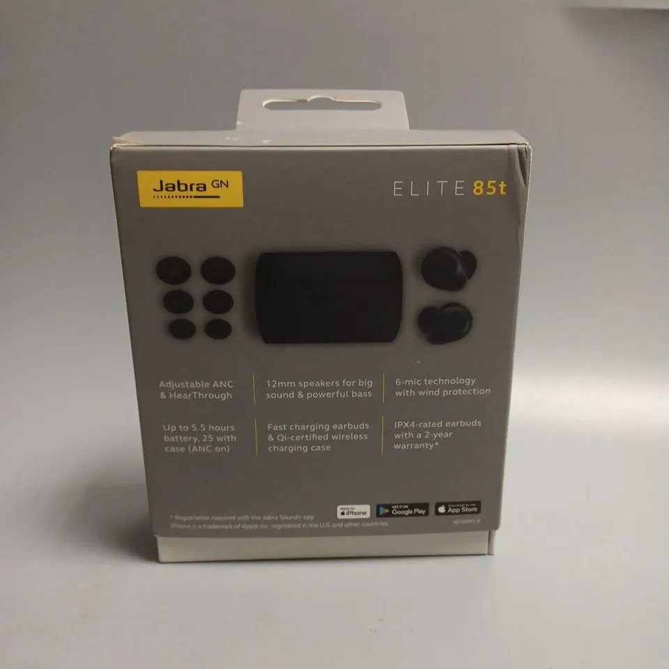 BOXED SEALED JABRA ELITE 85T ACTIVE NOISE CANCELLING WIRELESS EARPHONES IN GREY 