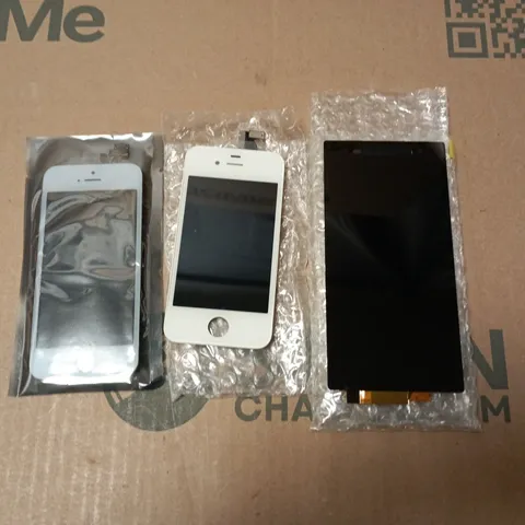 APPROXIMATELY 80 ASSORTED PHONE SCREEN REPLACEMENTS FOR PHONES SUCH AS IPHONE 5G, IPHONE 4S, SONY EXPERIA Z1, ETC