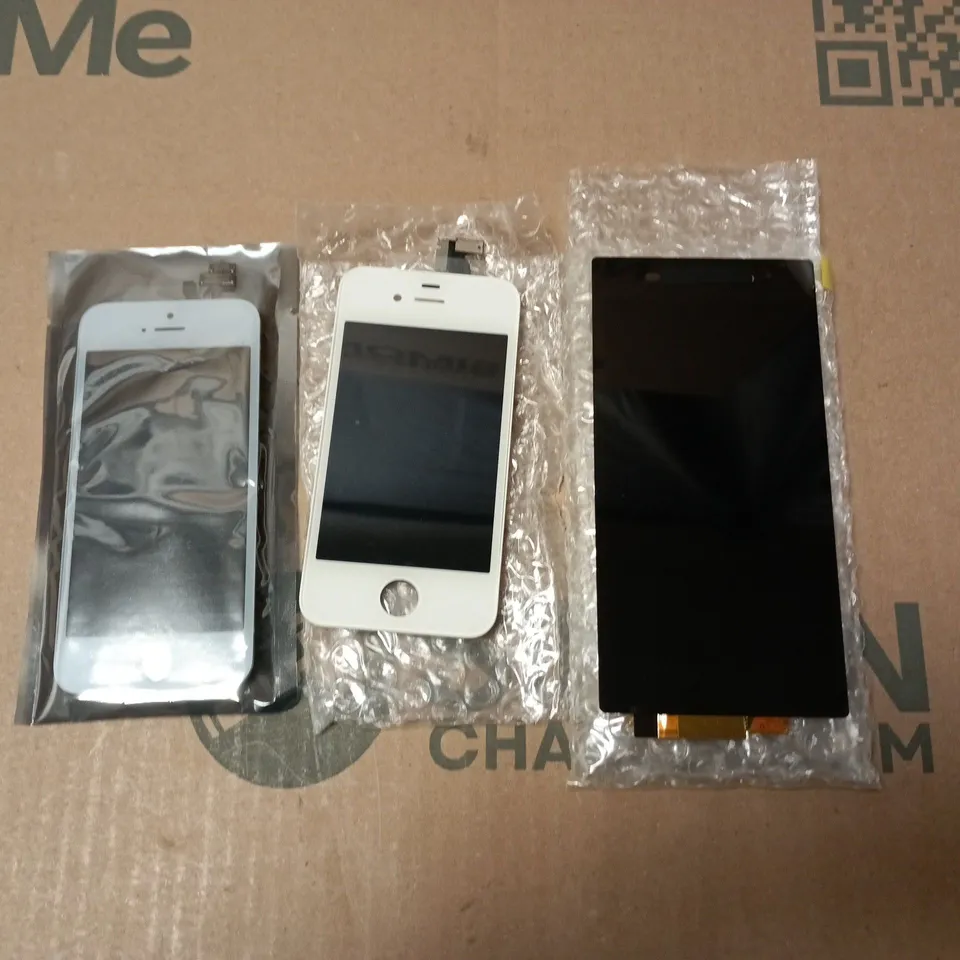 APPROXIMATELY 80 ASSORTED PHONE SCREEN REPLACEMENTS FOR PHONES SUCH AS IPHONE 5G, IPHONE 4S, SONY EXPERIA Z1, ETC