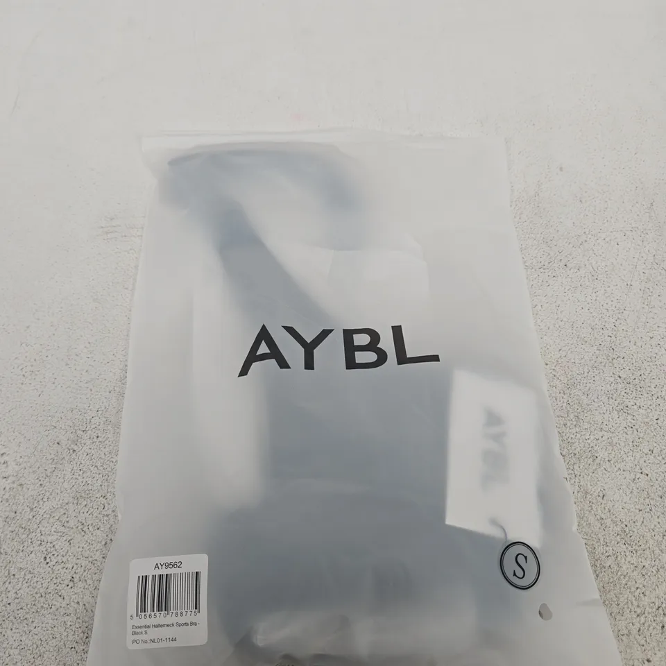 BAGGED AYBL ESSENTIAL HALTERNECK SPORTS BRA – BLACK, SIZE S