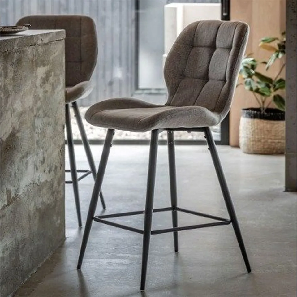 BOXED PAIR OF GALLERY DIRECT MANFORD STOOL - LIGHT GREY 