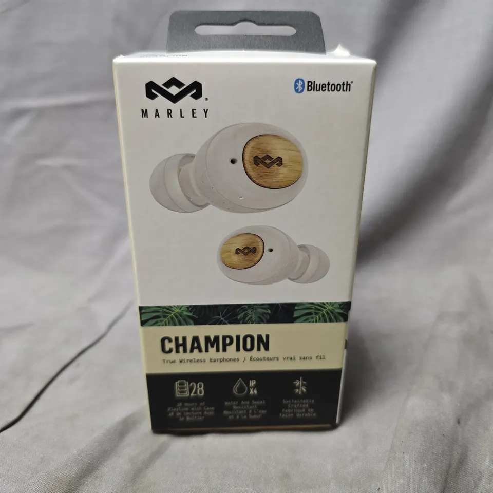 BOXED AND SEALED HOUSE OF MARLEY CHAMPION WIRELESS BLUETOOTH EARPHONES