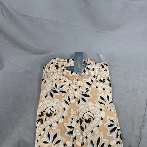 RUTH LANGSFORD WOMEN'S BLOUSE – BEIGE FLORAL PRINT, UK 12 (US 14)