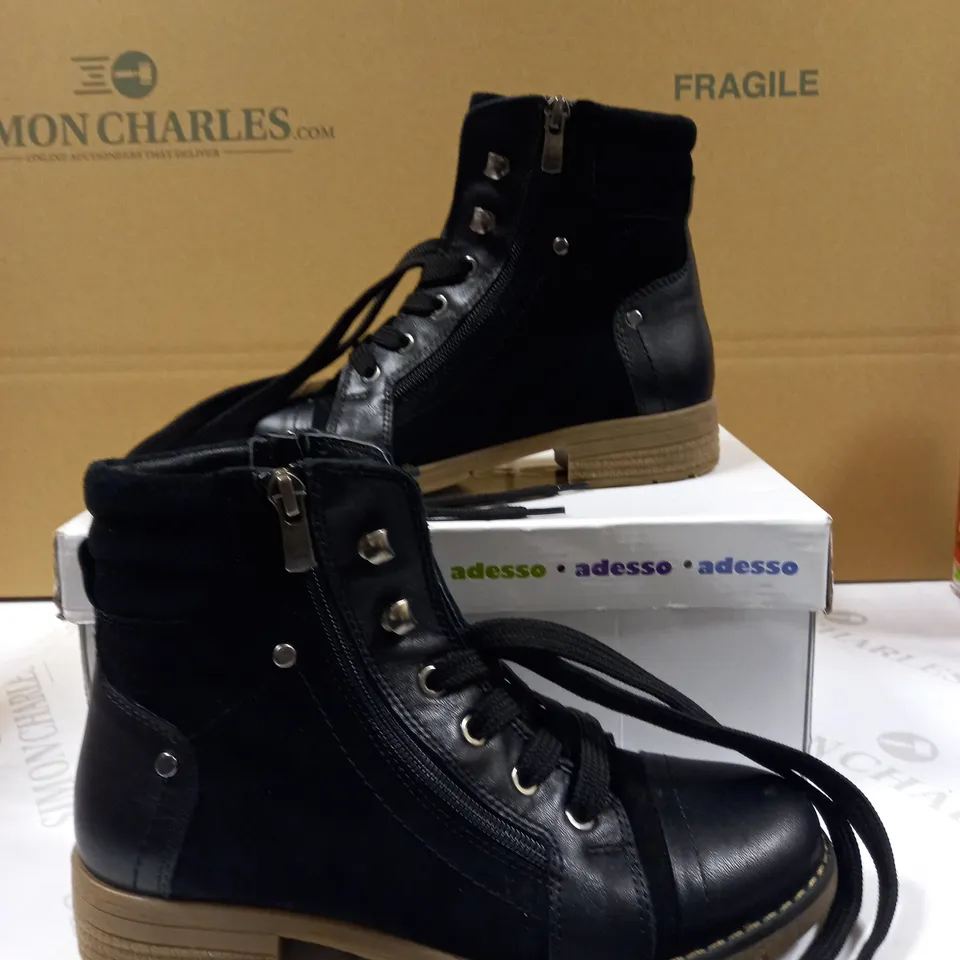 ADESSO BLACK SUED BOOTS SIZE 4