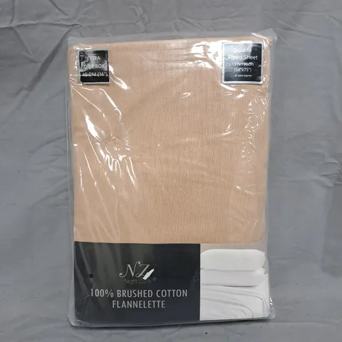 NIGHT ZONE BRUSHED COTTON FLANNELETTE FITTED SHEET - DOUBLE - 137X190CM