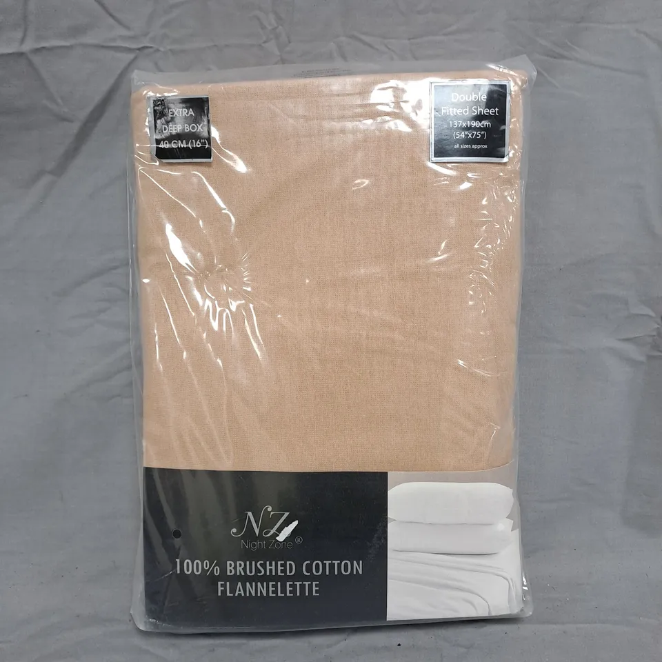 NIGHT ZONE BRUSHED COTTON FLANNELETTE FITTED SHEET - DOUBLE - 137X190CM
