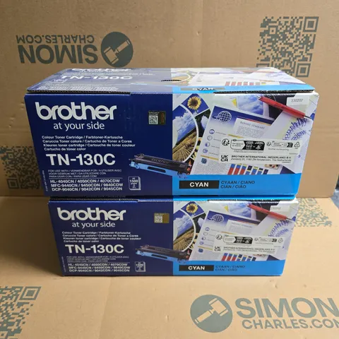 2 X SEALED BROTHER TN-130C TONER CARTRIDGES - CYAN 