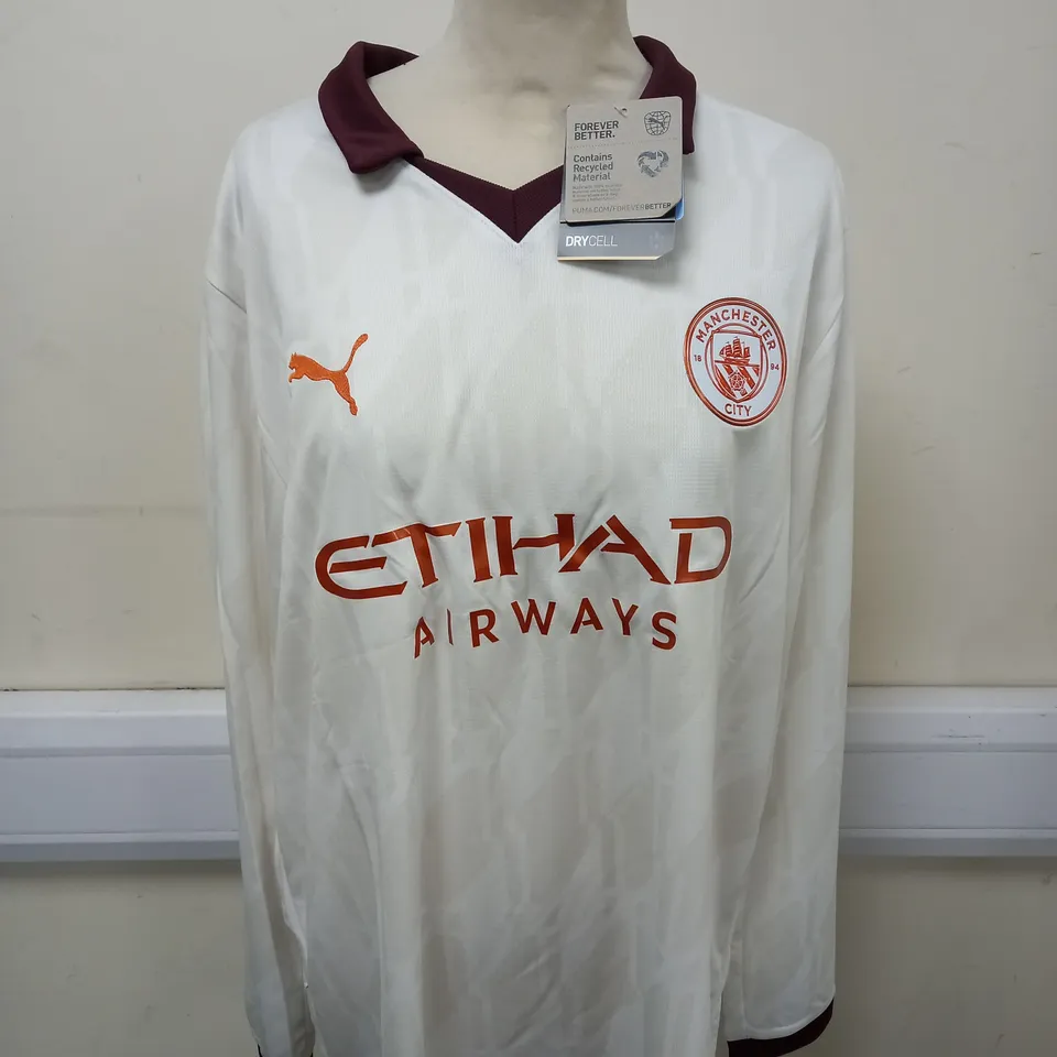 MANCHESTER CITY FC LONG SLEEVED AWAY SHIRT SIZE XL