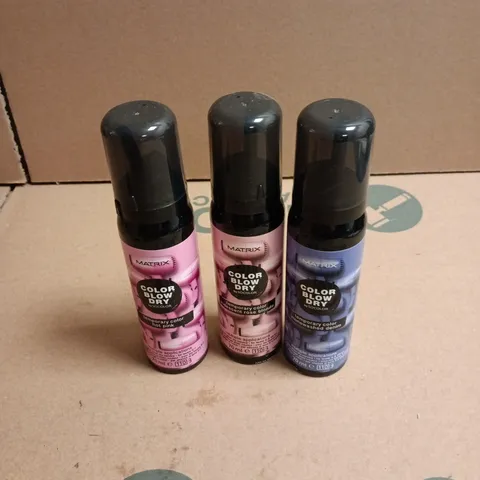 APPROXIMATELY 22 X ASSORTED MATRIX COLOR BLOW DRY HAIR CARE PRODUCTS TO INCLUDE STONEWASHED DENIM, ROSE BLONDE ETC