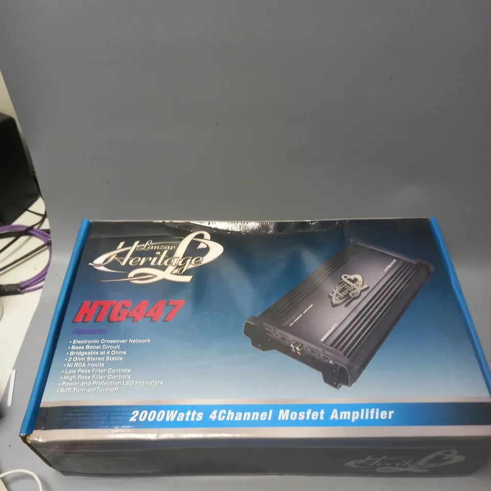 BOXED LANZAR HERITAGE HTG447 2000WATTS 4 CHANNEL MOSFET AMPLIFIER 