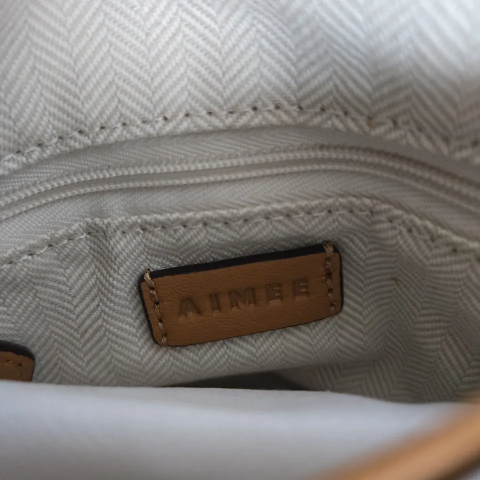 AIMEE KESTENBERG FLORAL PRINT CROSSBODY BAG WITH TAN LEATHER TRIM 