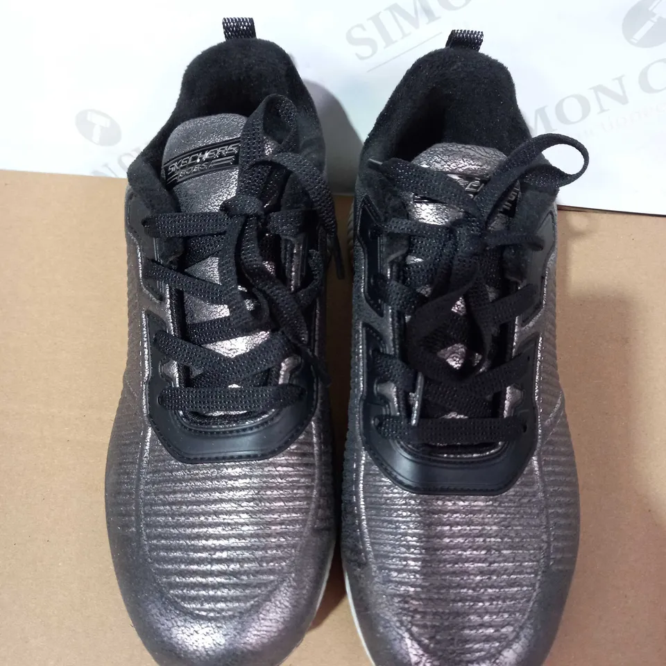 SKECHERS BOBS SPORT TRAINERS WITH MEMORY FOAM (PEWTER), SIZE 4.5 UK
