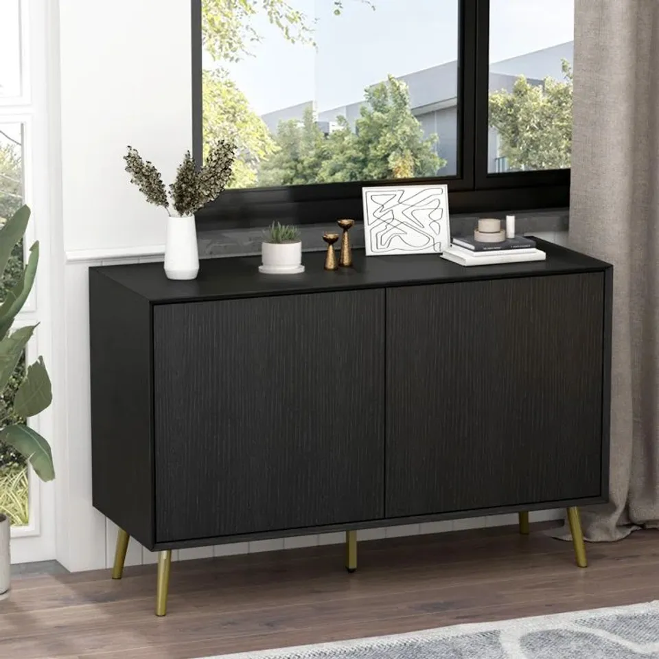 BOXED MCKAMEY SIDEBOARD , COOL TONED BROWN WOOD EFFECT 