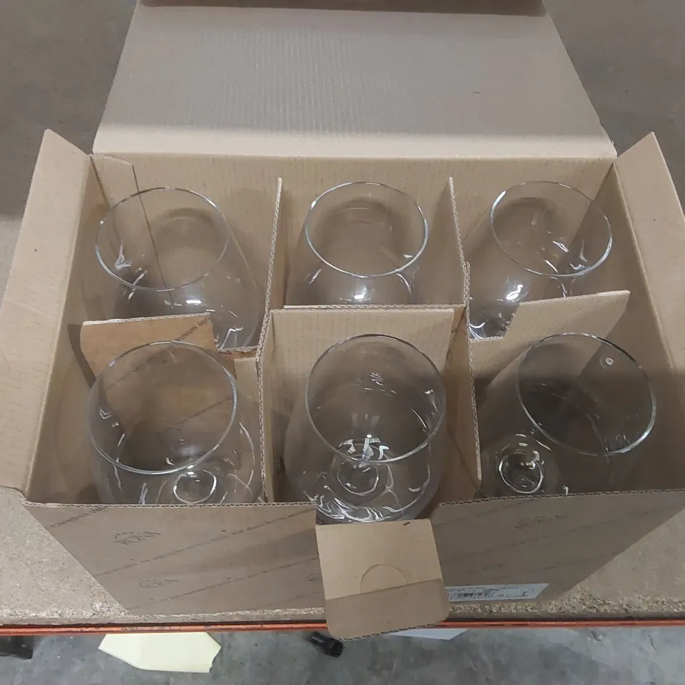 BOX CONTAINING 6x BRAND NEW RONA 360ML WINE GLASSES