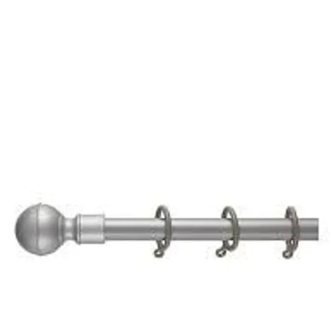 BALL FINIAL EXTENDABLE CURTAIN POLE 120CM X 210CM – SATIN STEEL - COLLECTION ONLY