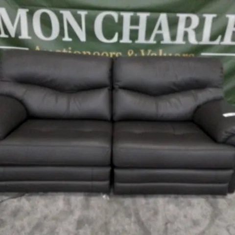 DESIGNER G PLAN MADE STRATFORD CAMBRIDGE SLATE LEATHER ELECTRIC RECLINING THREE SEATER SOFA