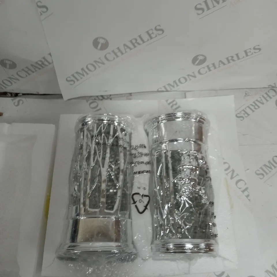 BOXED HOME REFLECTIONS SET OF PRELIT SWIRLING GLITTER SCENIC PILLARS - SILVER