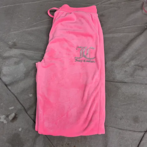 JUICY COUTURE PINK VELOUR JOGGERS – WOMEN'S DRAWSTRING WAIST WITH LOGO PATCH - SIZE UNSPECIFIED 
